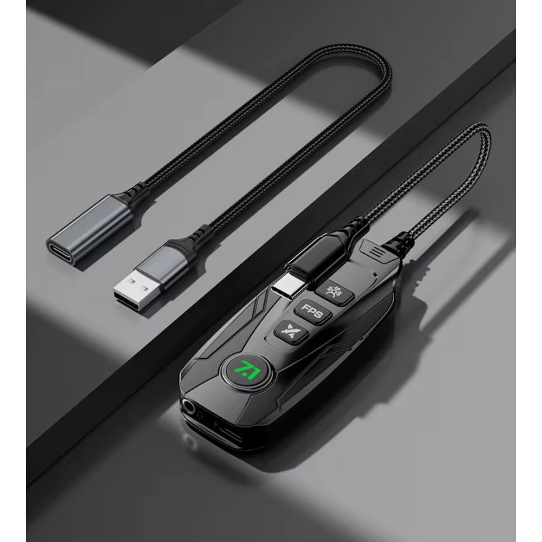 وصله تايب سي 2 in 1 شحن بقوة 60w + كرت صوت للسماعة بمنفذ AUX تحكم عبر التطبيق | PIVA