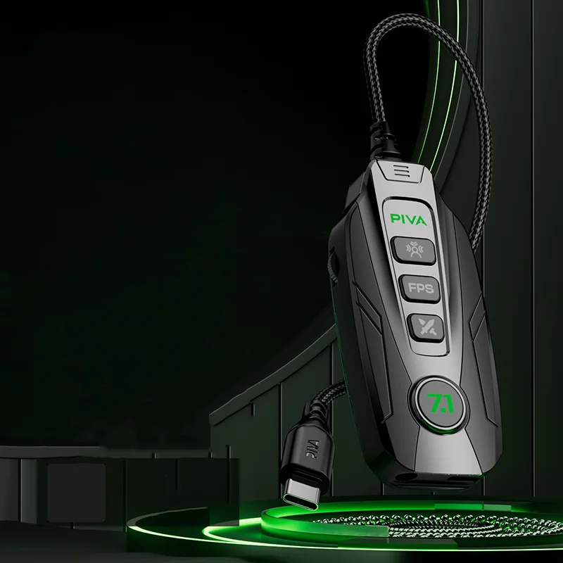 وصله تايب سي 2 in 1 شحن بقوة 60w + كرت صوت للسماعة بمنفذ AUX تحكم عبر التطبيق | PIVA