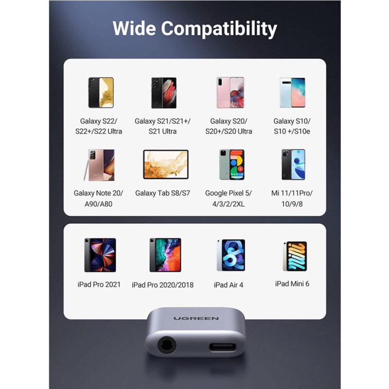 يوجرين ادابتر شحن وسماعه تايب سي و ابره 3.5mm