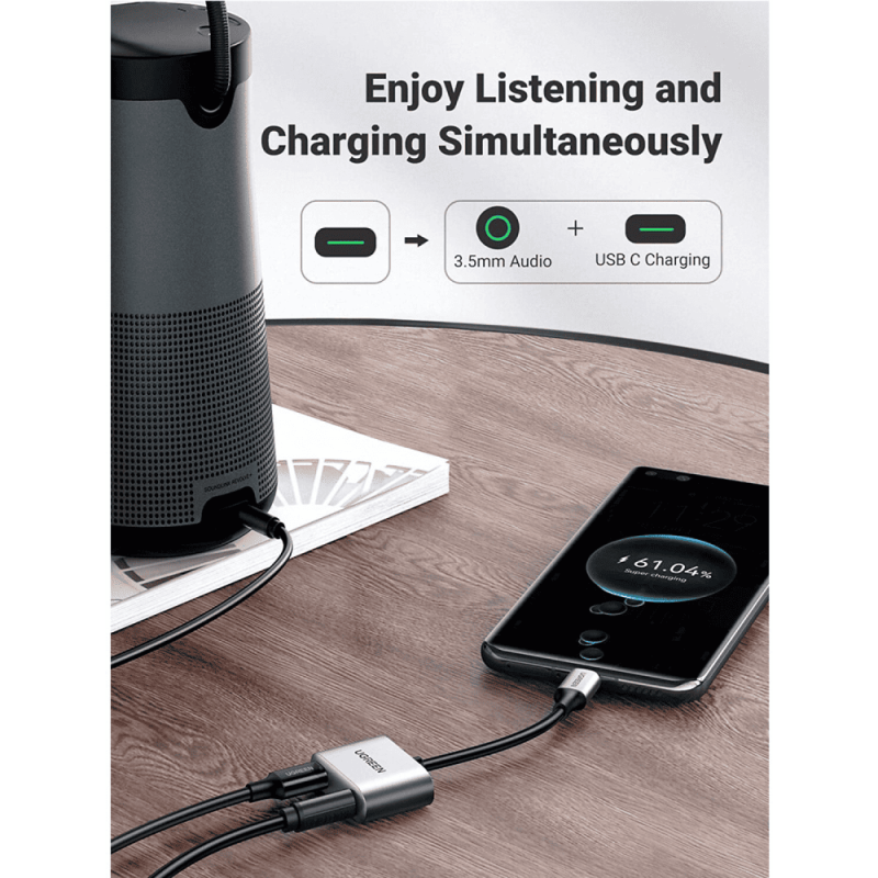 يوجرين ادابتر شحن وسماعه تايب سي و ابره 3.5mm